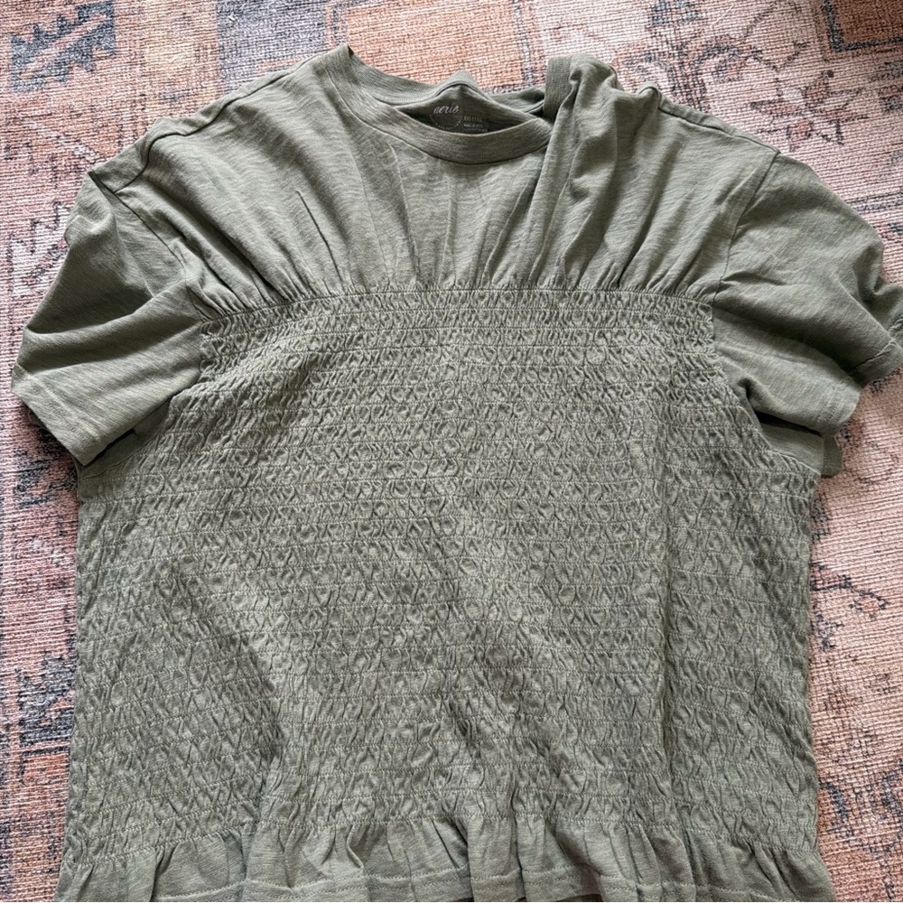 Aerie Sage Green Crew Neck Tee